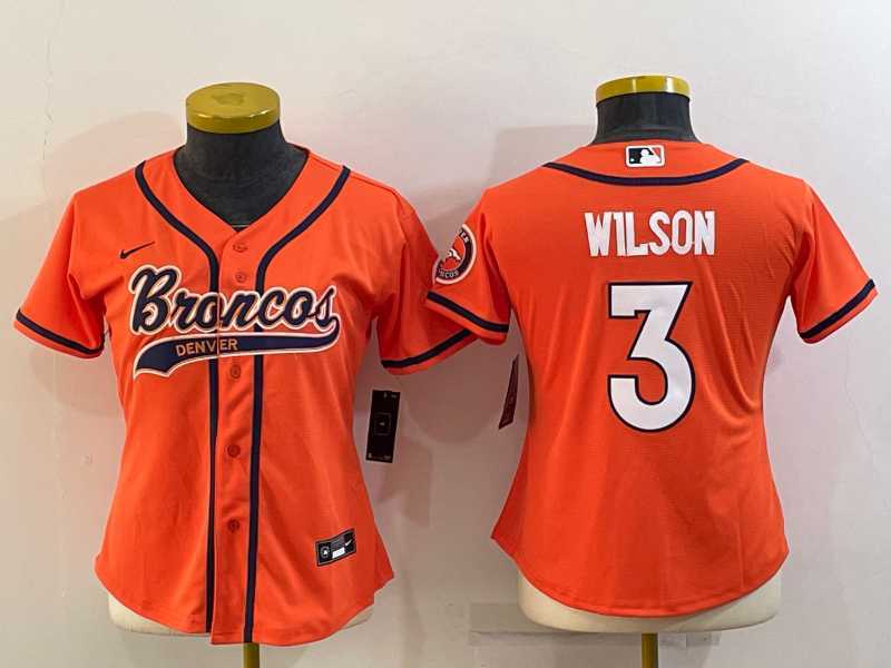 Women's Denver Broncos #3 Russell Wilson Orange With Patch Cool Base Stitched Baseball Jersey,We sell and wholesale Women's Denver Broncos #3 Russell Wilson Orange With Patch Cool Base Stitched Baseball Jersey on line form chian!